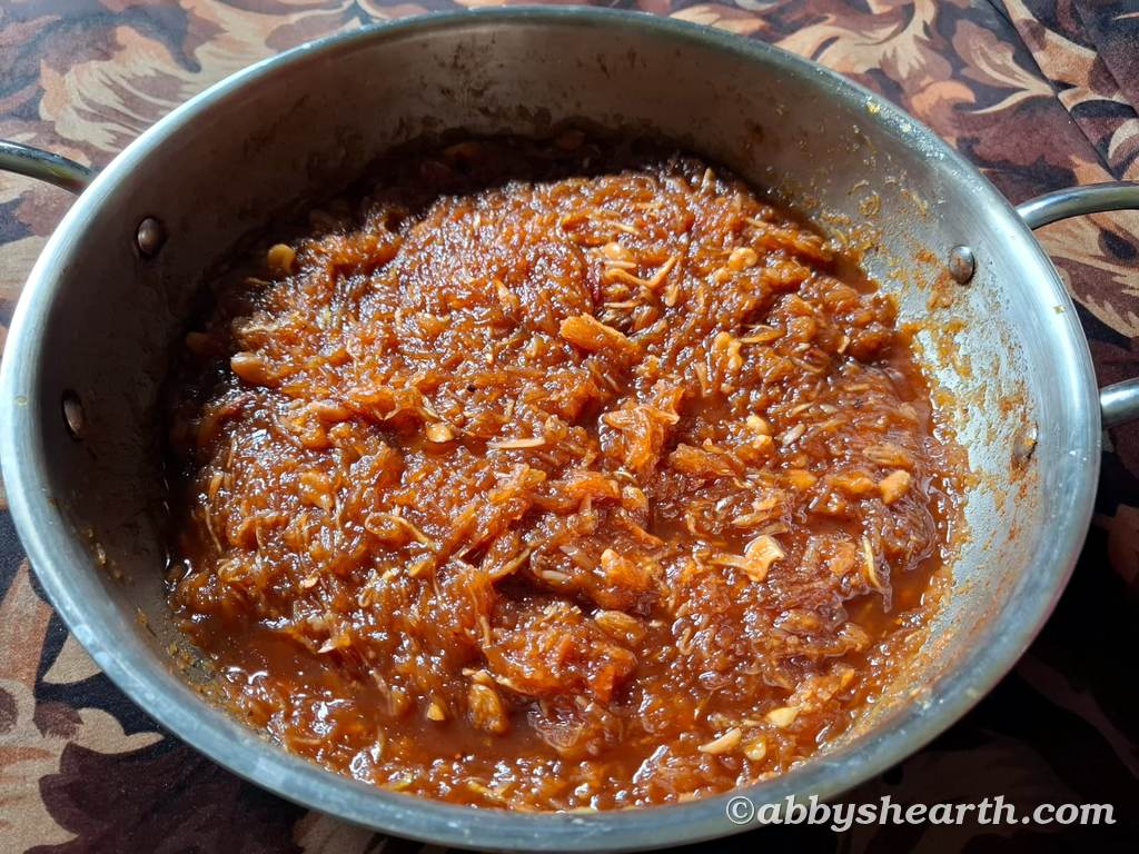 Top view of Chunda in a steel pot.