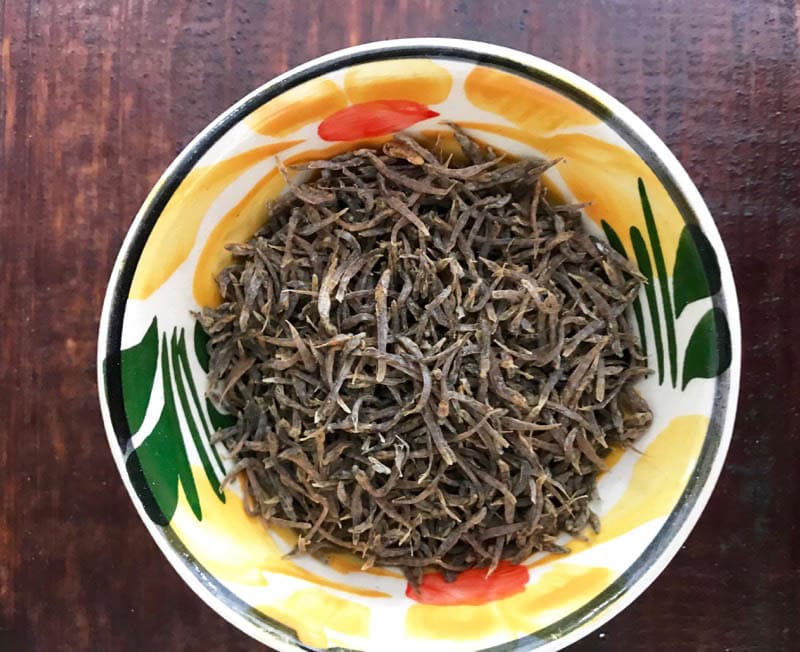 Dried Tinchuiche river worms in Huatulco Mexico - Pic by Michele from A Taste for Travel.