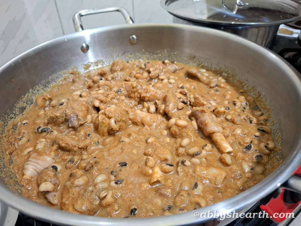 Goat trotter curry with black eyed beans.