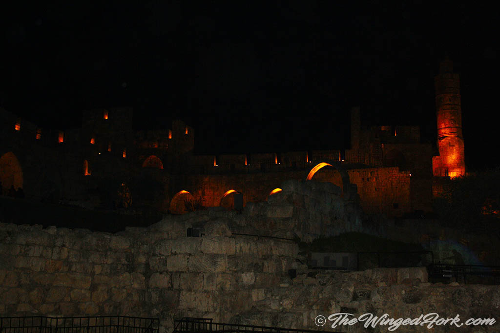 Night view of Tower of David.