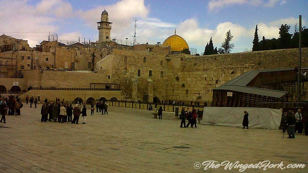 The holiest Western Wall in Jerusalem.