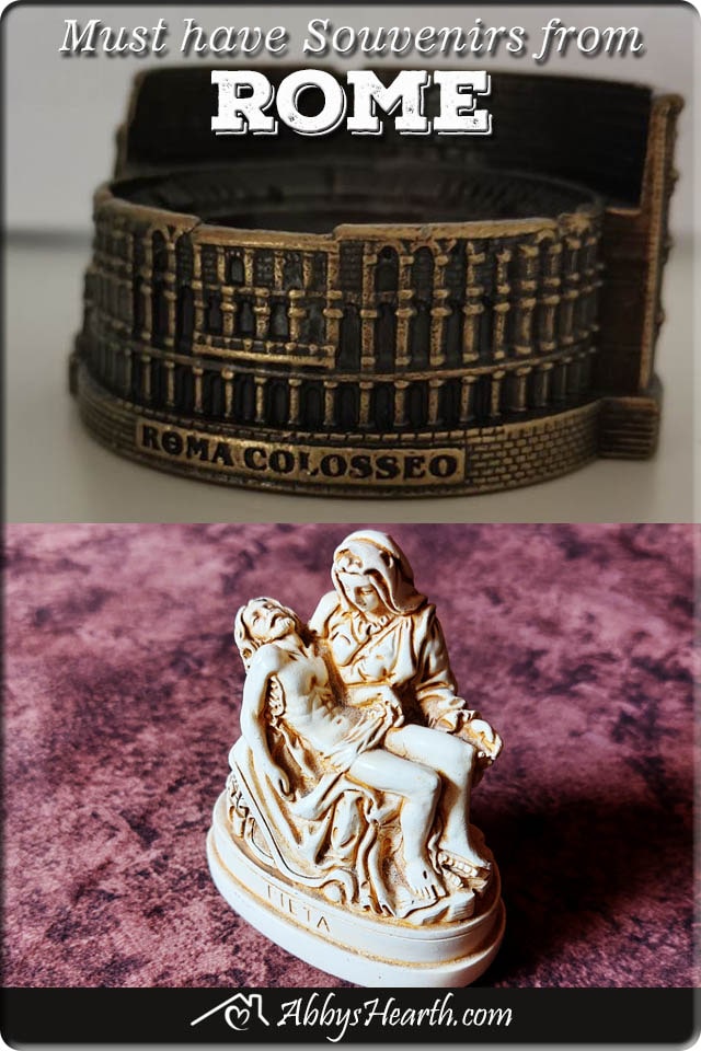 Pinterest Image of Miniature Roman Colosseum and Pieta Statue.