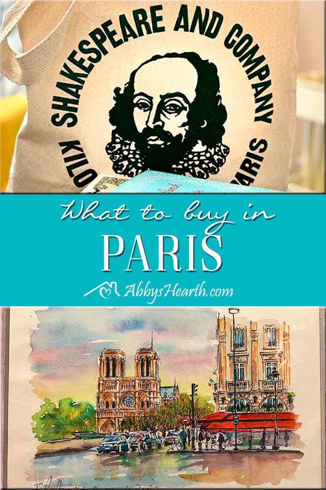 Pinterest images of Shakespeare and company book house and painting of Paris as a souvenir.