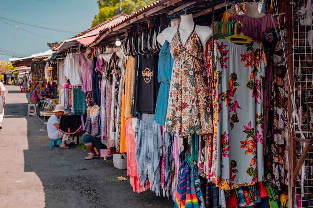 Clothes displayed at Ubud Market.