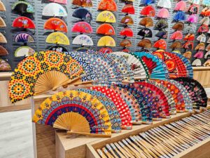 Variety of Hand Fans for display in shop at Seville.