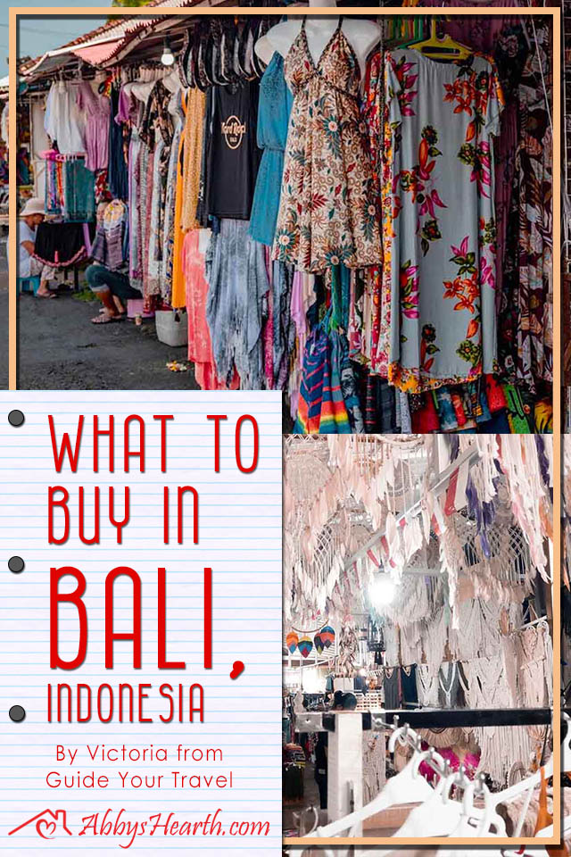 Pinterest images of Souvenir clothes and woven artifact shopping in Bali.