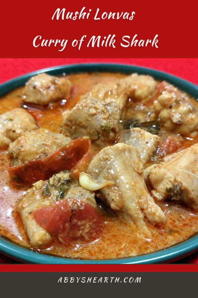 East Indian mushi lonvas curry aka Milk shark curry in a green dish.
