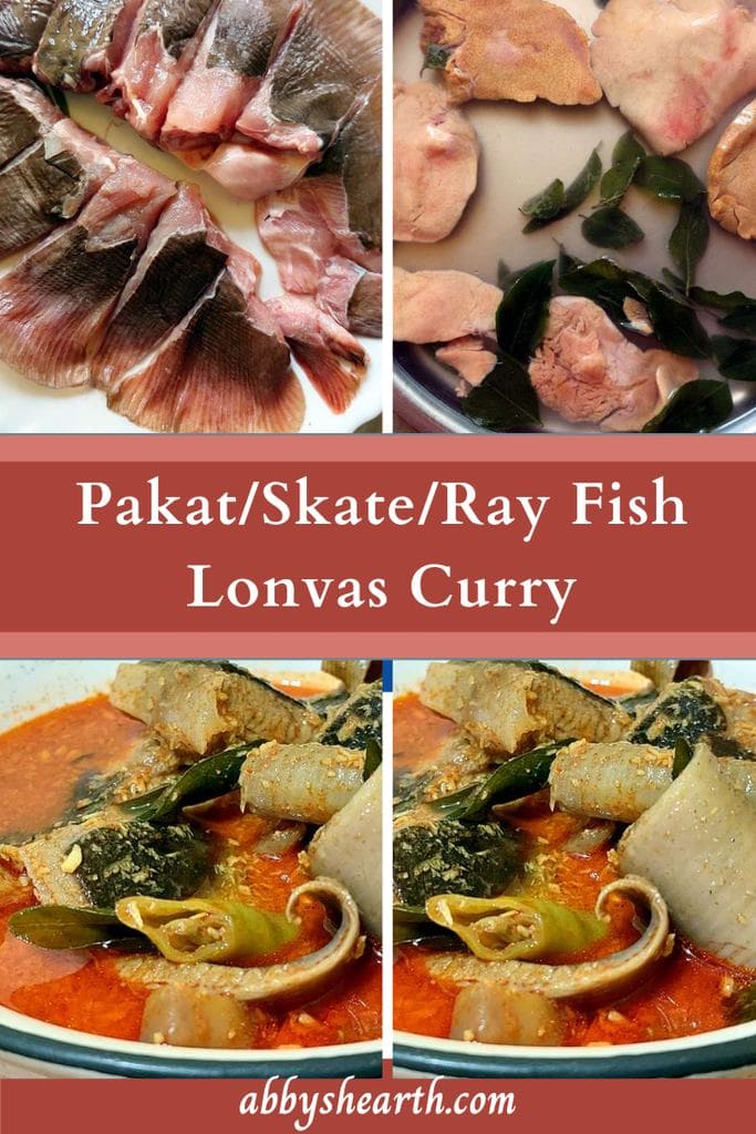 Different stages of cooking pakat/skate/ray fish curry.