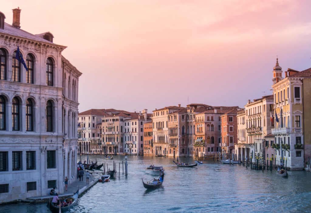 Gondola on a body of water in Venice.