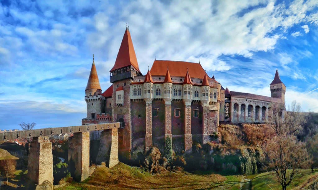View of Hunedora Castle or Corvin Castle or Hunyadi Castle.