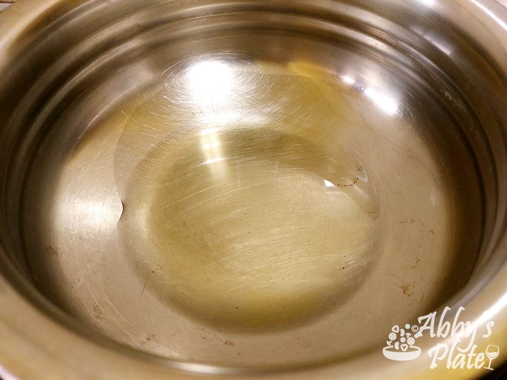 Oil in a pot.
