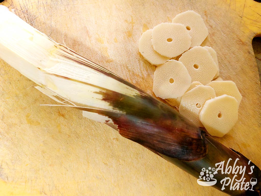 Skinning the bamboo.