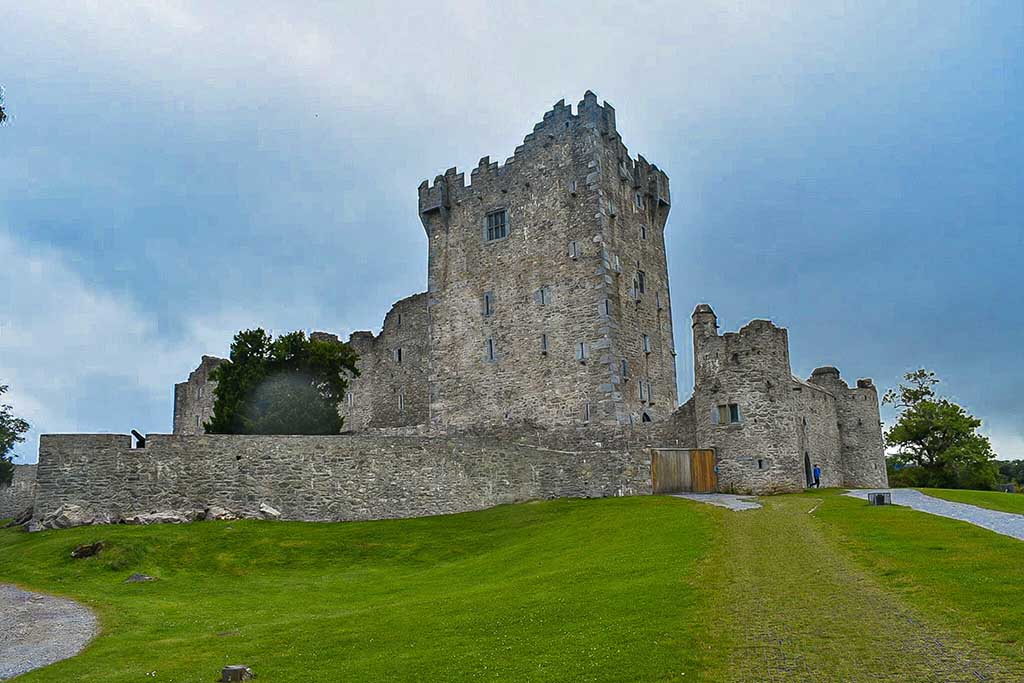 Ross Castle in grey skies.