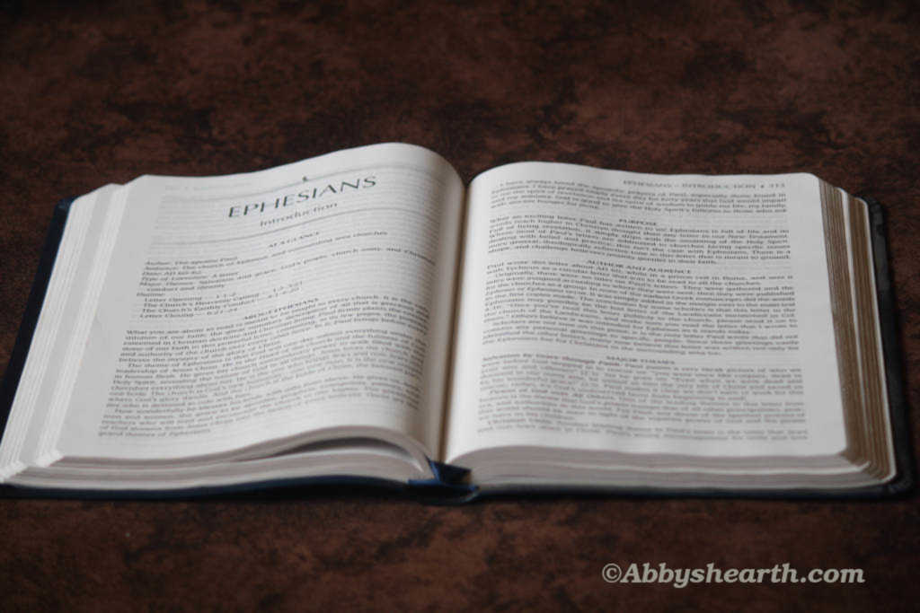 Bible opened to Ephesians Chapter.