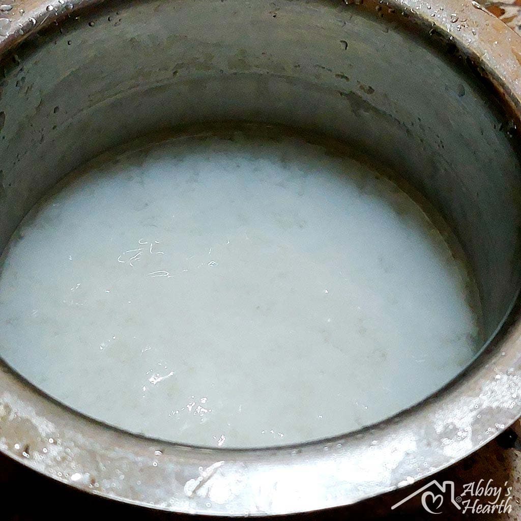 Water from cooked rice.
