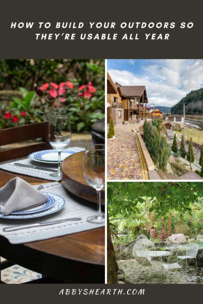 Images of different houses and patios.