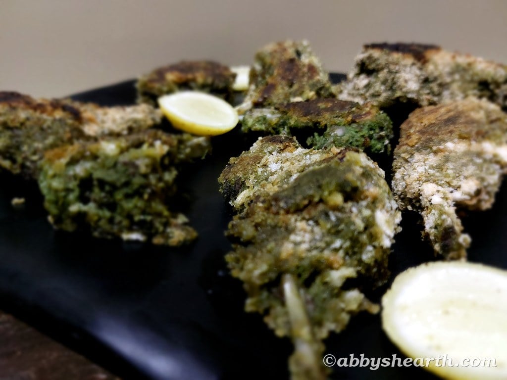 Close up view of the green chutney mutton chops.