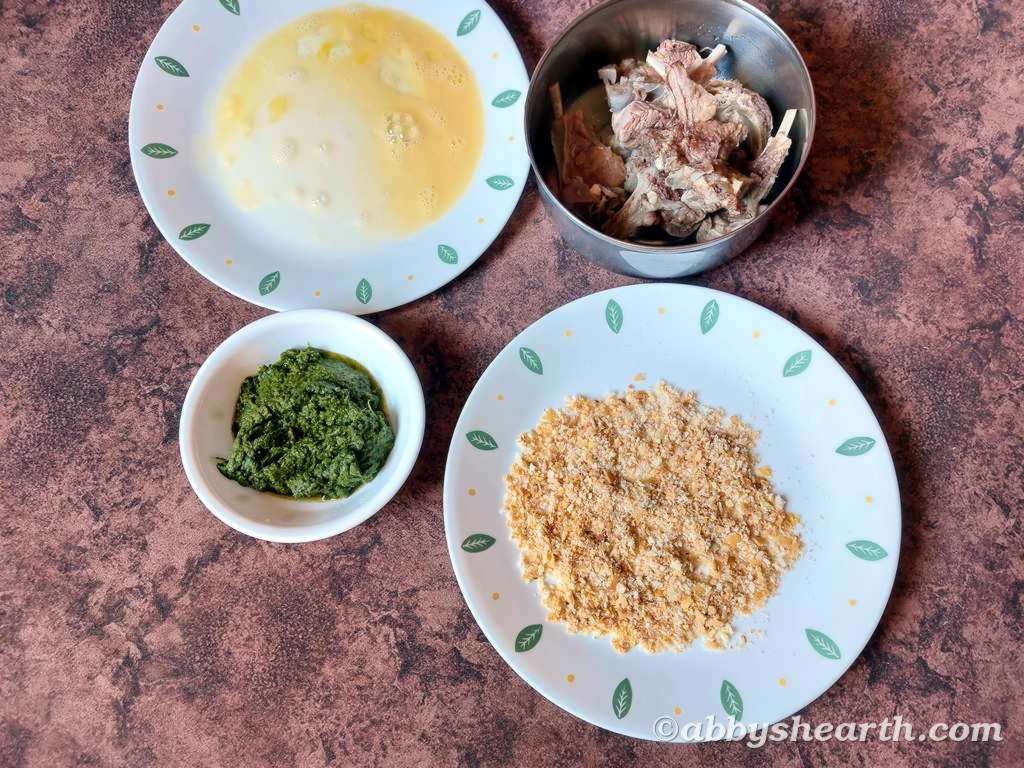 Ingredients for the fried green mutton chops.