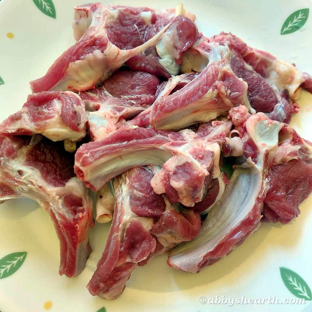 Mutton chops aka mutton ribs in a plate.