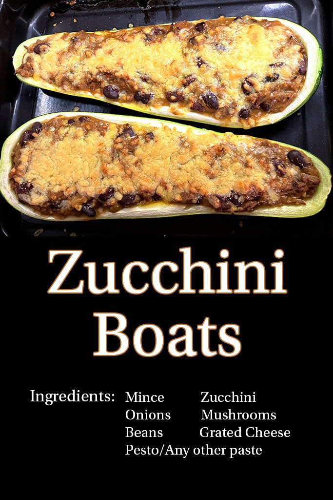 Home baked zucchini boats.