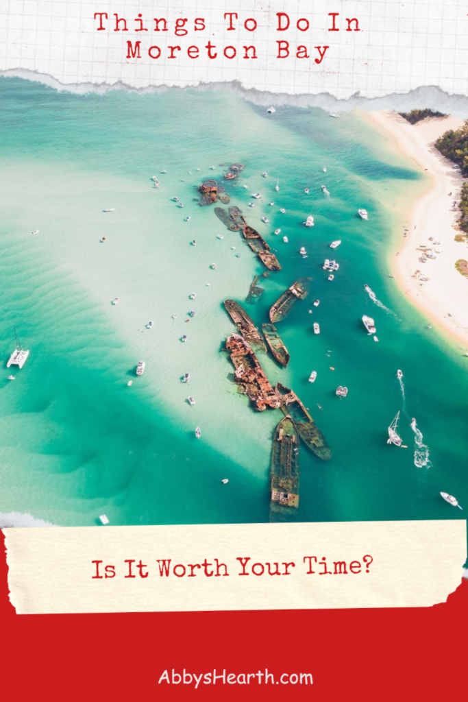 Moreton bay aerial view of the Tangalooma wrecks.