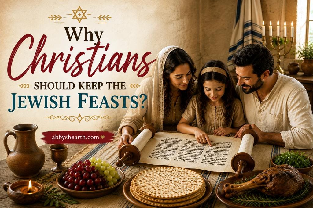 Family studying the Jewish scriptures and celebrating Jewish feasts at home.
