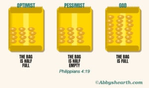 Differently filled bags of chips depicting God's provision.