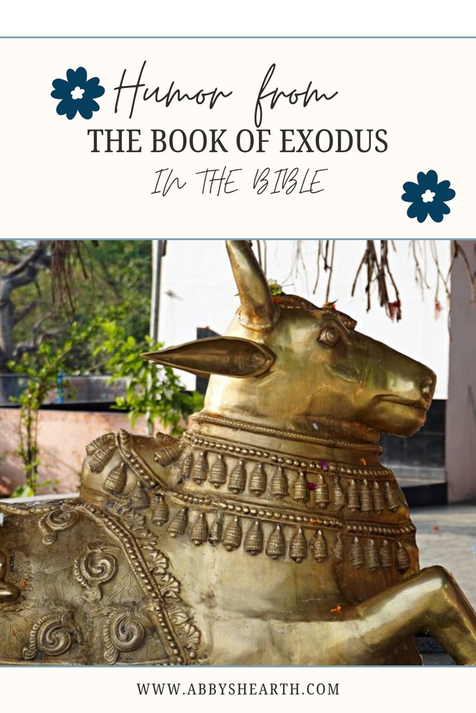 Golden calf statue in seated position.
