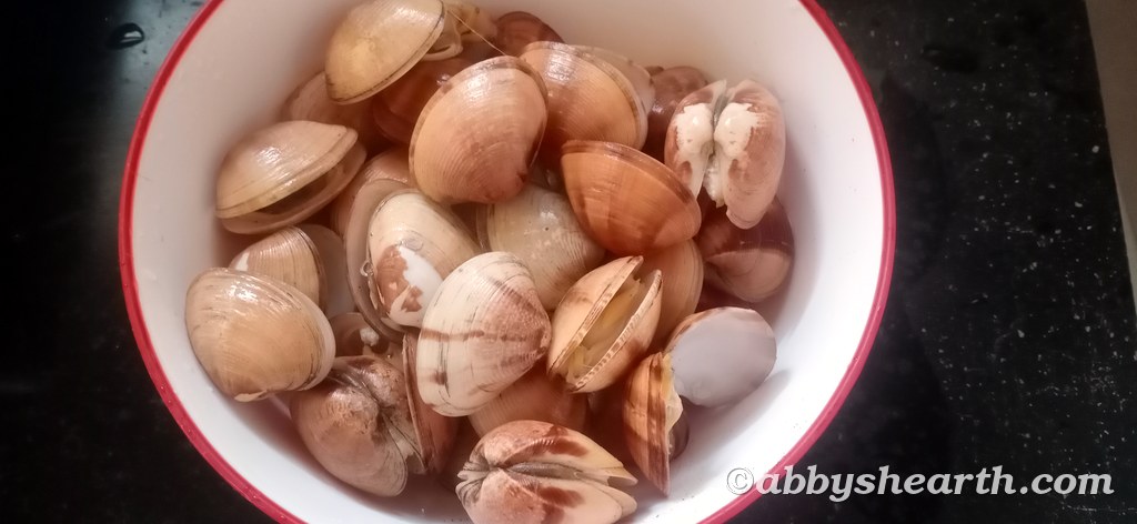 The boiled cockles.