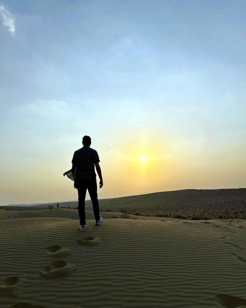 Sunset in the desert at Jaisalmer.