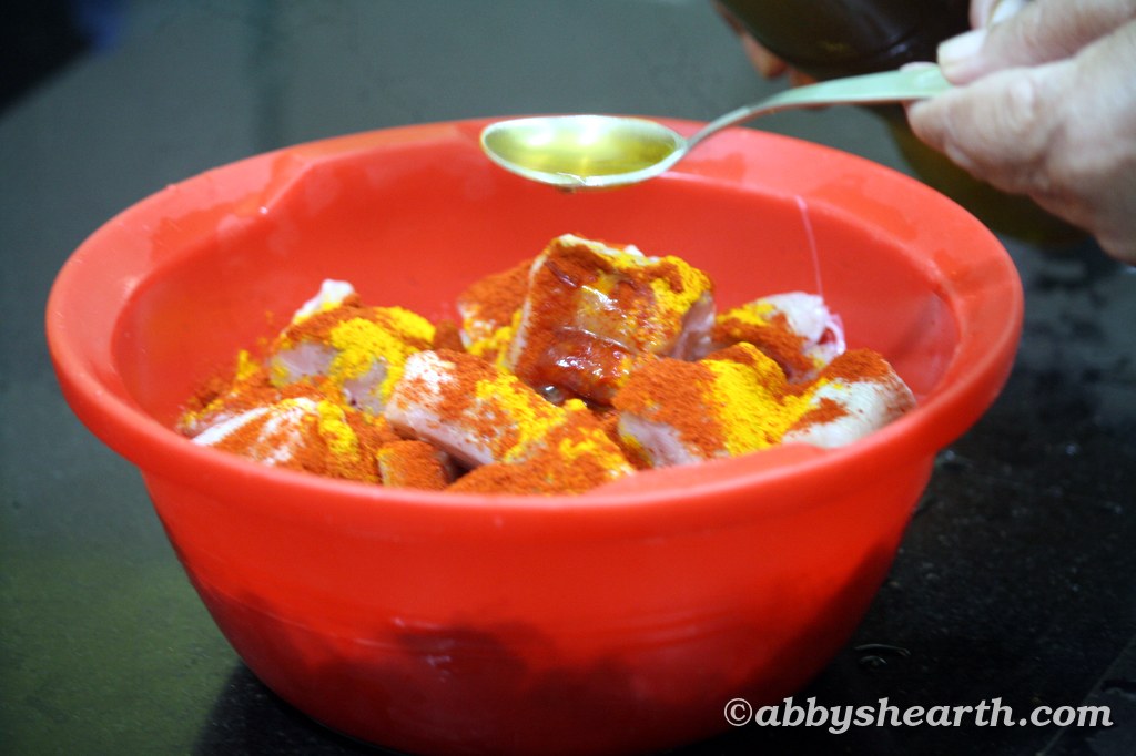 Add vinegar to the marinating fish.