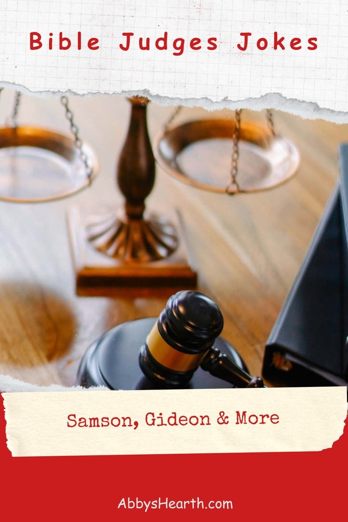 Scales of justice and gavel representing biblical judges humor.
