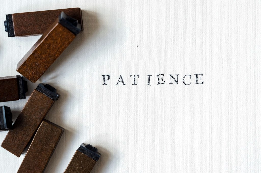 The word patience depiciting jokes from the Bible book of James.