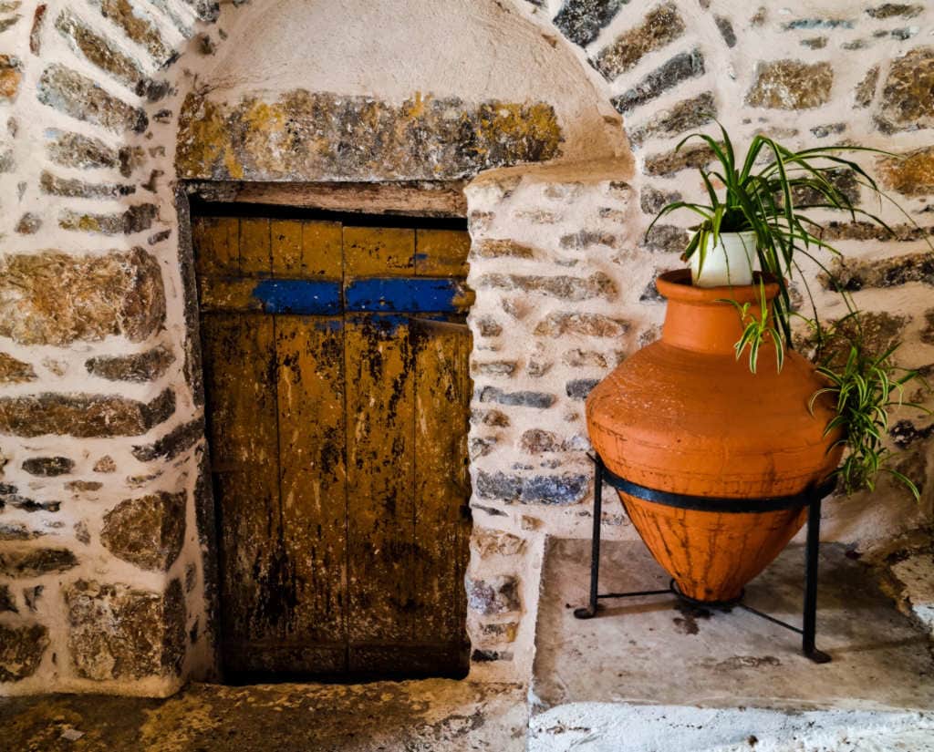 A door with blue paint in Cyprus.